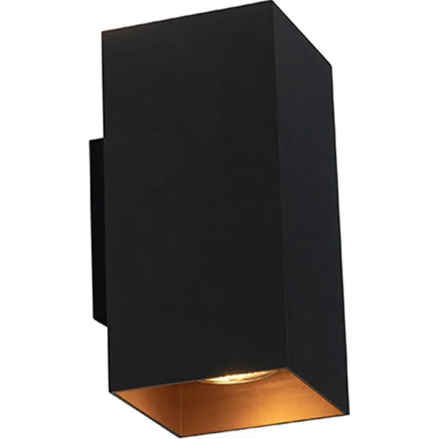 QAZQA sab - Design Dimbare LED Smart Wandlamp incl. wifi met Dimmer Up Down voor binnen - 2 lichts - D 11.4 cm - Zwart Goud - Woonkamer | Slaapkamer | Keuken