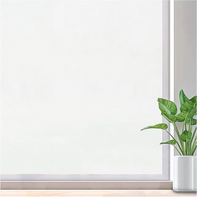 Azalia Matte raamfolie voor privacybescherming - Ondoorzichtige raamfolie voor glazen ramen met statische hechting - Zelfklevende zonwering en anti-UV-folie voor thuiskantoor en badkamer (Witte, 45 x 200 cm)