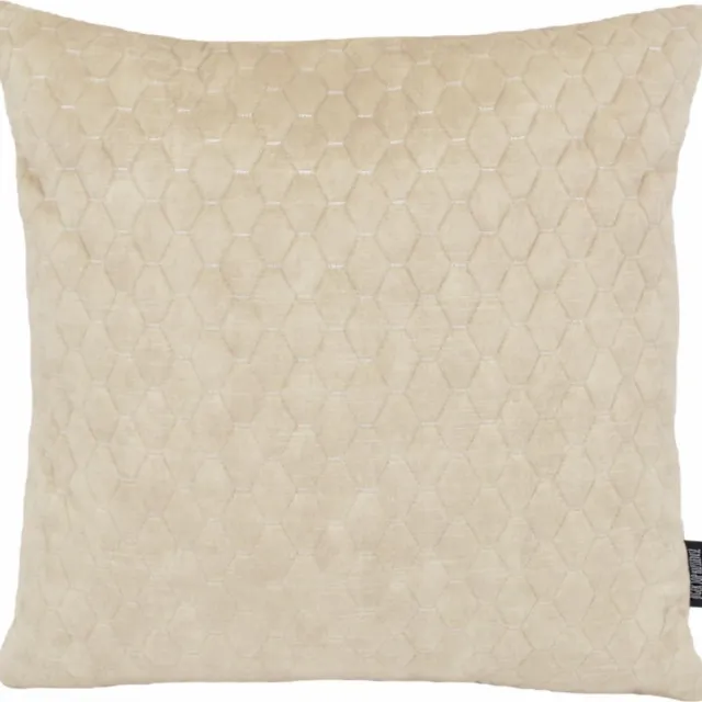 Gek op Kussens! Nera Velvet Beige Kussenhoes | Velvet / Quilted Polyester | 45 x 45 cm | Crème