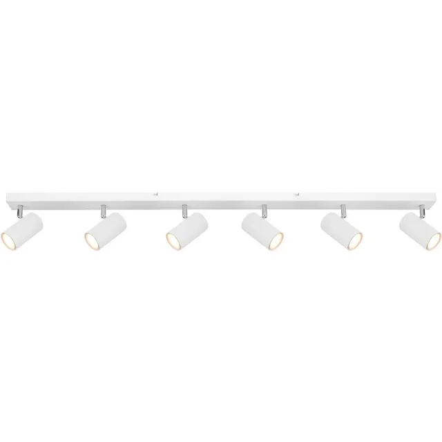 Globo Lighting Plafondspot Plafondlamp 6-vlam wit, beweegbare spots, woonkamerlamp metaal, 6x GU10 stopcontacten, LxBxH 115x6x12cm messing