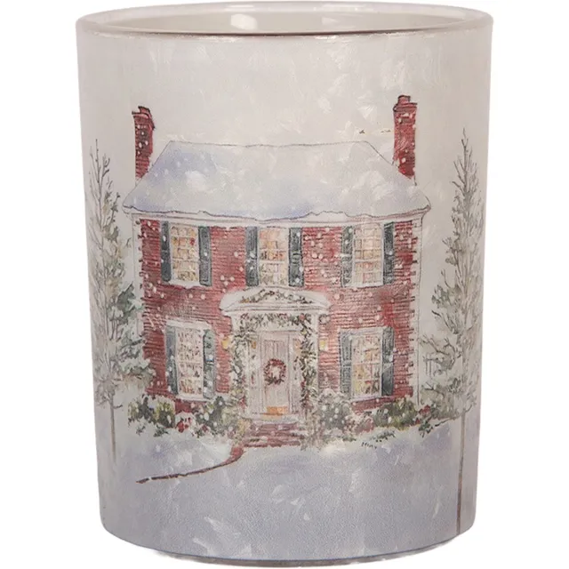 Clayre & Eef Waxinelichthouder Ø 10x13 cm Wit Glas Kerst