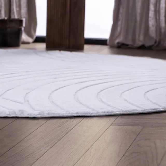 Carpetique Rond Vloerkleed - Ø200 cm – Wit - Antislip – Japandi & Scandinavisch Woonkamer Tapijt Ivory