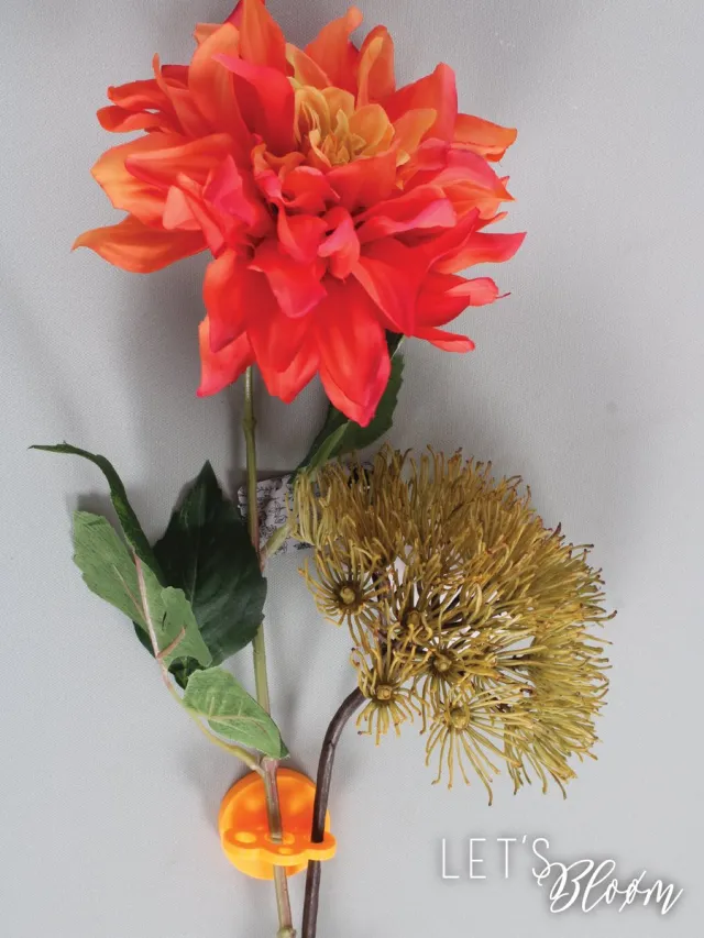 Let's Bloøm | Joeff | MUUSS | Modulaire wandhouder voor kunstbloemen | Neon oranje | Wanddecoratie | Bloemenhouder | Zijdebloemen aan de muur | Kunstbloemen houder