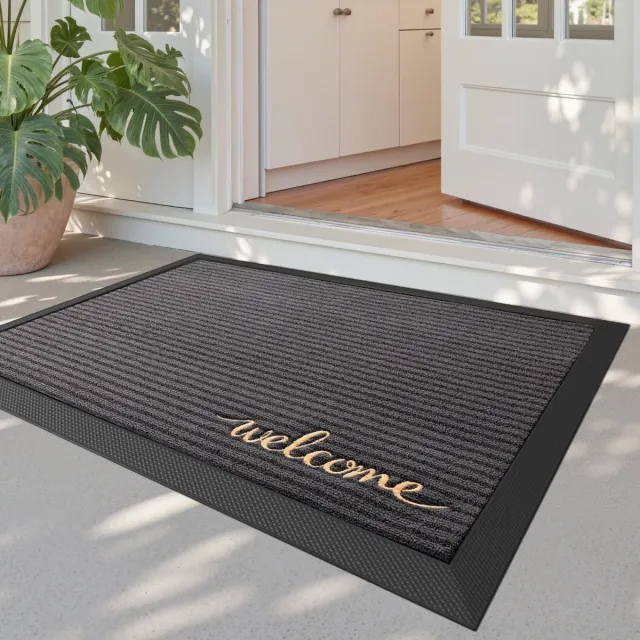 Famanu Deurmat van 60 x 90 cm, antislip binnen deurmat voor vuilvanger en absorptie Zwart