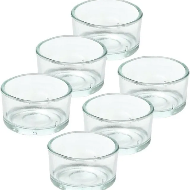 Trend Candles theelichthouder - 6x - glas - transparant - 4x3 cm - waxinelicht