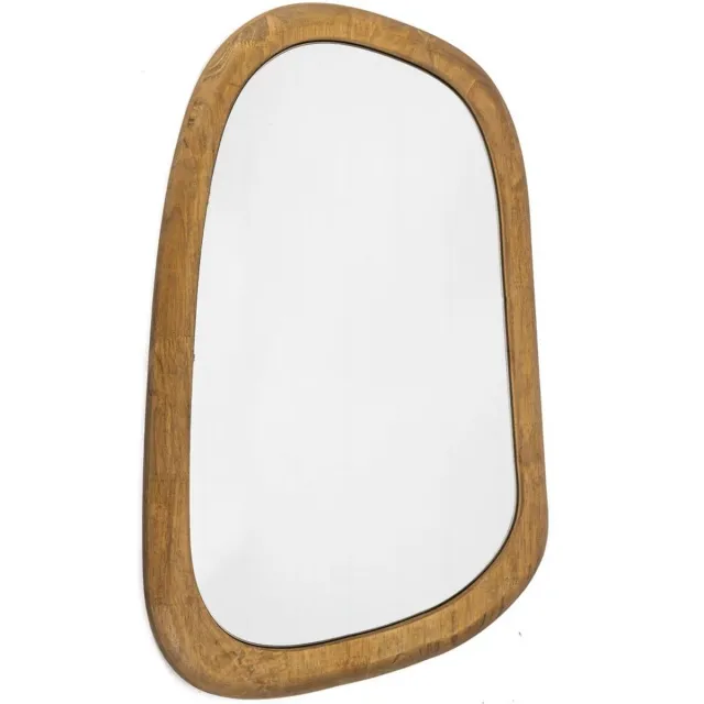 Vtw Living Wandspiegel Asymmetrisch - Spiegel Hout Organisch - Gang Hal Spiegel - Muur Spiegel - 40 x 2 x 62 cm bruin