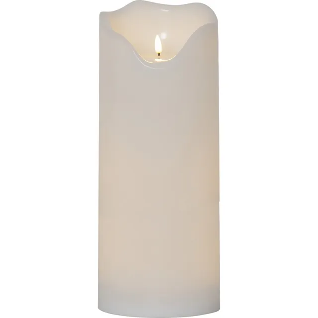 Star Trading kaars Flamme Grand, zuilkaars, wit, LED, timer, warm wit, voor buiten, 40 cm