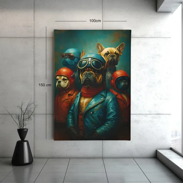Trendex Global Canvas Schilderij - Honden - Moderne Wanddecoratie - 90x60x2 cm Kleurrijk
