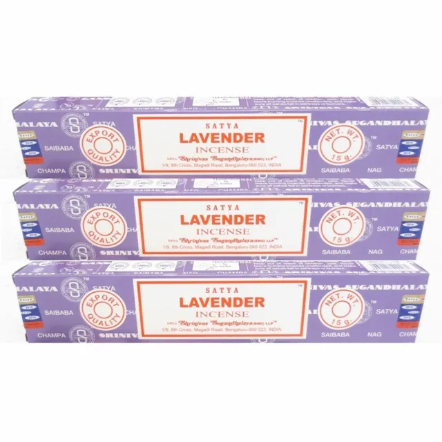 HEM Nag Champa wierook stokjes - Lavendel - 3x pakje van 12 stuks - 15 gram - geurstokjes Multi