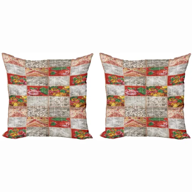 ABAKUHAUS Kussenhoes 45x45 cm – Dubbelzijdig bedrukt – microvezel taupe/multicolor Taupe Grau
