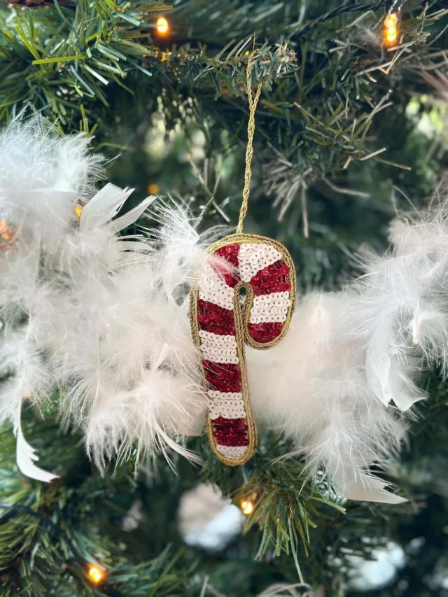HEM Kerstzuurstok Kerstbal – Kersthanger 12 cm – Candy Cane Ornament – Rood & Wit – Kerstdecoratie voor in de Kerstboom goud