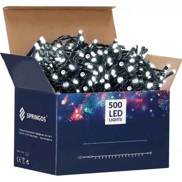 springos Kerstverlichting | Binnen & Buiten | Koppelbaar | 30 m | 500 LED | Koel Wit