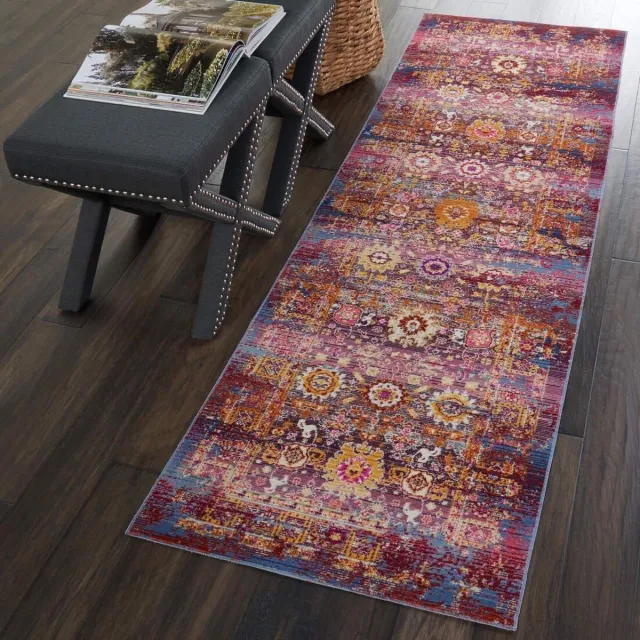 Nourison Vloerkleed Nourison Vintage Kashan Red Multicolour VKA03 - maat 71 x 244 cm Fel