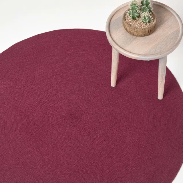 Homescapes Handgeweven gevlochten vloerkleed in paars, 150 cm rond