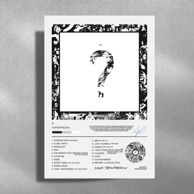 Luxe poster XXXTENTACION - ? - album cover - metalen poster - 30x40cm zwart