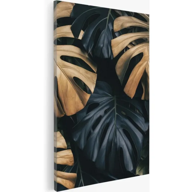 Saammp Canvas Schilderij - Goude Bladeren - Landschap - Natuur - 30x40 - Foto op canvas - Wanddecoratie - Muurdecoratie Woonkamer - Slaapkamer decoratie - Canvas Print Multicolor
