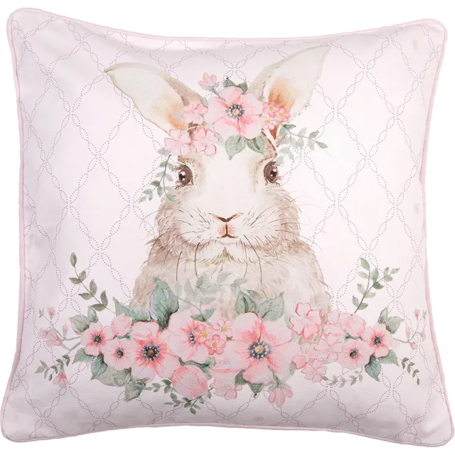 Clayre & Eef Kussenhoes 40x40 cm Roze Katoen Konijn