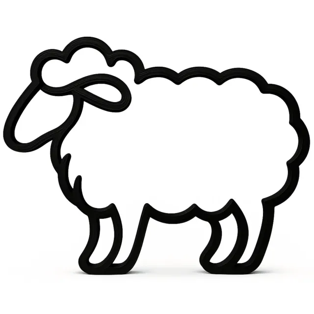 3dbende Schaapbeeldje - zwart - 20 cm breed