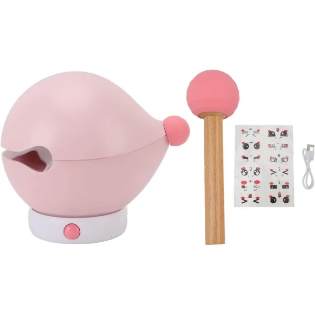 Houten Vis Nachtlampje - Oplaadbare Dimbare Tafellamp - Met Leuke Stickers - Drie Helderheidsniveaus - Klein Draadloos Bedlampje - Geschikt voor Babykamer - Badkamer - Sfeervol Nachtlampje - Dimbare Tafellamp - Houten Vis Kloppende Lamp (Roze)