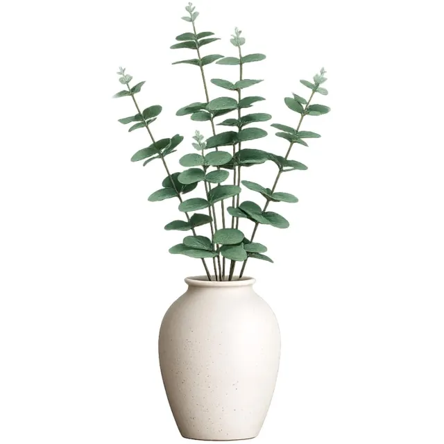 Decoris Bellatio Design Kunstplant takken Eucalyptus Cinera - 5x - 90 cm - 5 takken - kunst bladgroen - decoratief - zijdebloemen