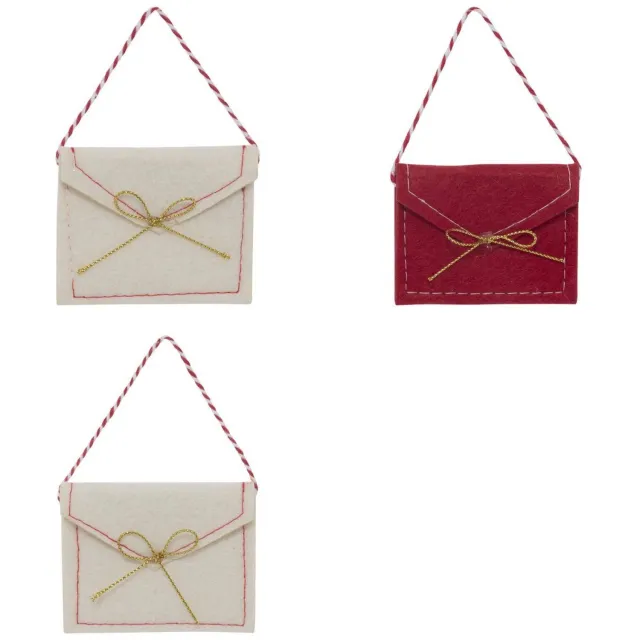 Atmosphera Créateur d'intérieur® Set van 3 kerstboomhangers in de vorm van letters, van rood en wit vilt, 8 cm Rouge