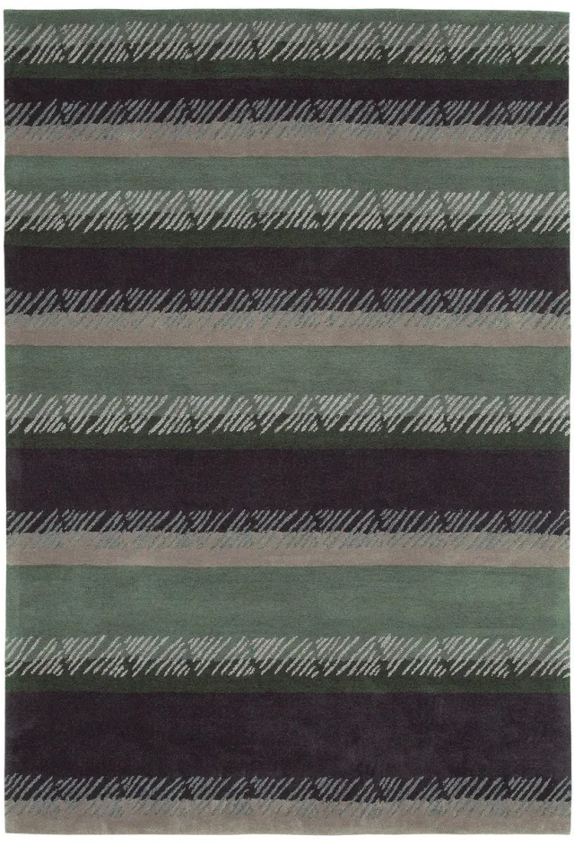 Padiro stijlvol laagpolig vloerkleed 170 x 240 cm - olijfgroen - modern streeppatroon - voor vloerverwarming - van modacryl, polyester en katoen