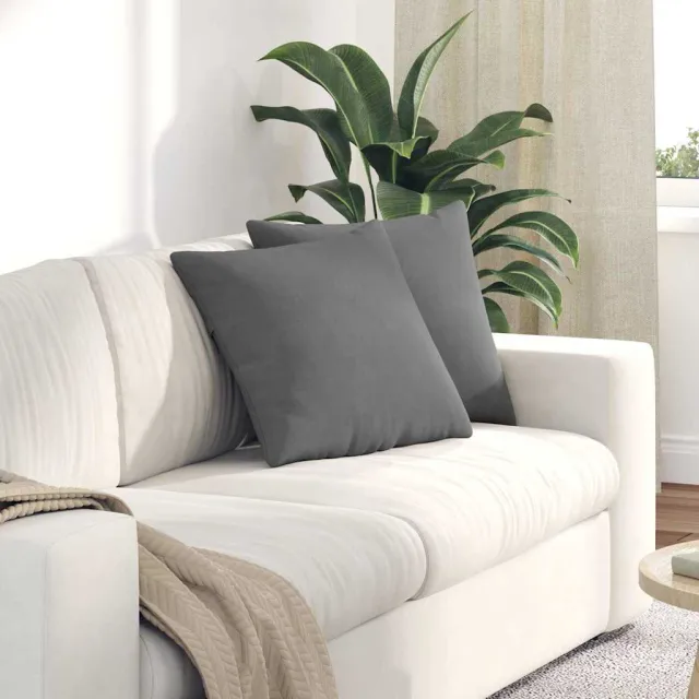 vidaXL Sofa Kussens 2 st Microvezel Stof Donkergrijs 45 x 45 cm