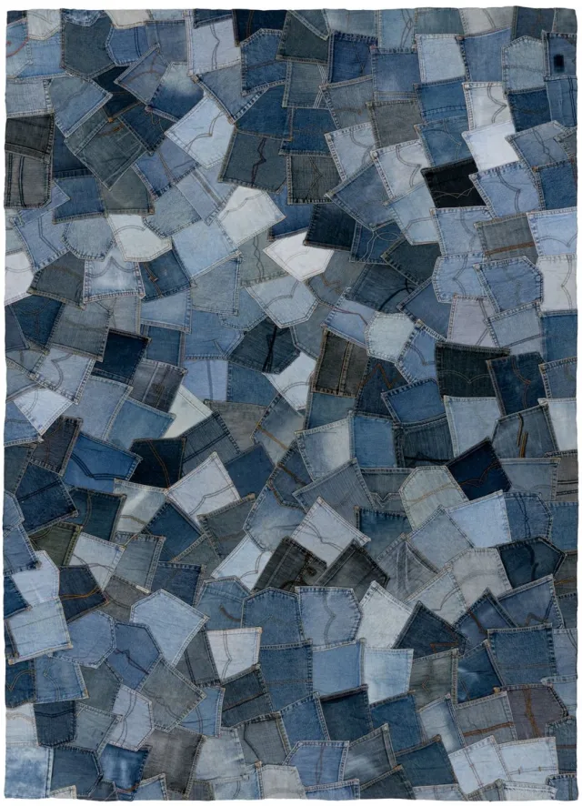 Meghan Lalee Vloerkleed My Denim Pocket blauw – 80 x 150 cm – gerecycled katoen, handgenaaid