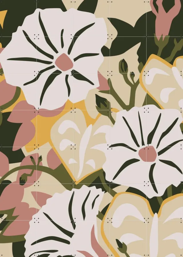 IXXI Morning Glory, Megan Gallagher - 100 x 140 cm - Grote wanddecoratie en posters - Illustraties, Digitale Kunst, Slaapkamer, Woonkamer, Botanisch Wit / Warme kleuren