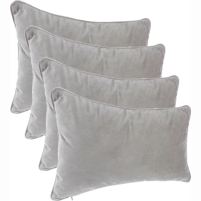 Atmosphera Bank/sierkussens huiskamer Sophia - 4x stuks - 30 x 50 cm - Zilvergrijs - polyester - met rits Lichtgrijs