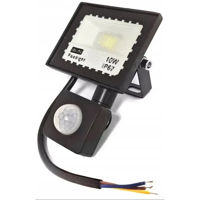 LedClick Azaris - LED Schijnwerper - 10W - Met Bewegingssensor - 700lm - IP65 Waterdicht zwart