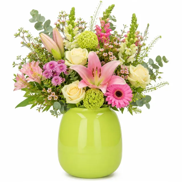 Plume Living Vaas Amelie - glans limoen groen - D22 x H25 cm - glas - bloemenvaas - voor stelen en boeketten Lime