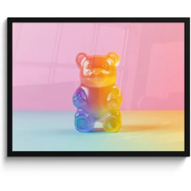FrameYourWall Poster in lijst - Fotolijst 70x50 cm - Posters - Pastel - Snoep - Posterlijst zwart - Decoratie - Wanddecoratie woonkamer - Muurdecoratie slaapkamer Pastel - Gummy