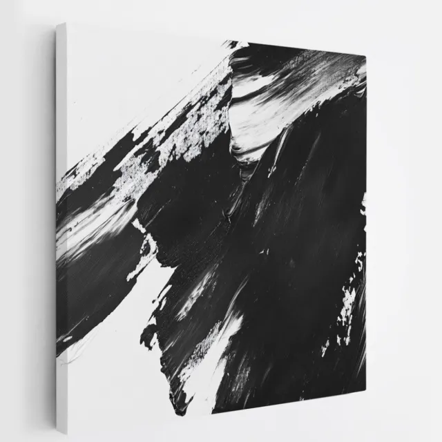 Saammp Canvas Schilderij - Zwart Wit Vegen - Abstract - 30x30 - Foto op canvas - Wanddecoratie - Muurdecoratie Woonkamer - Slaapkamer decoratie - Canvas Print Multicolor