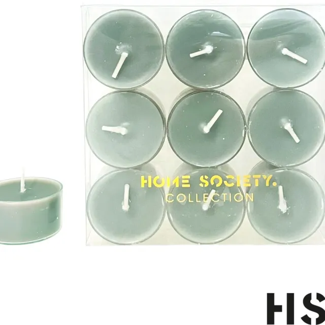 Home Society Waxinelichtjes - Theelichtjes - 9 stuks - Celadon/Licht groen