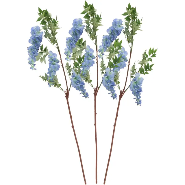 CHAKS Blauweregen/wisteria - 3x - kunstbloemen - blauw - 110 cm - kunstplanten/kunsttakken