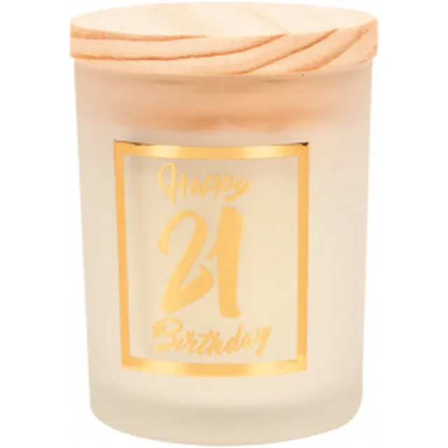 Snoepkado.com Geurkaars - White/gold - Happy Birthday - 21 jaar - In cadeauverpakking wit goudkleurig