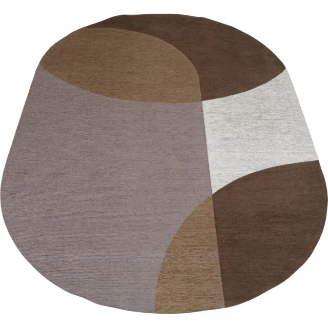 Veer Carpets Vloerkleed Eli Brown - Ovaal 200 x 290 cm - Design Ovaal Vloerkleed met Grafische Vormen