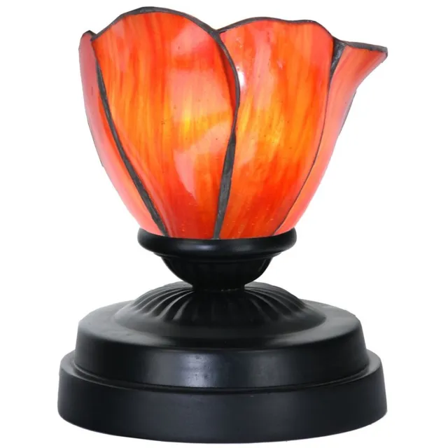 Coloured by Art Tiffany lage tafellamp zwart met Tender Poppy - Art Deco Trade Rood