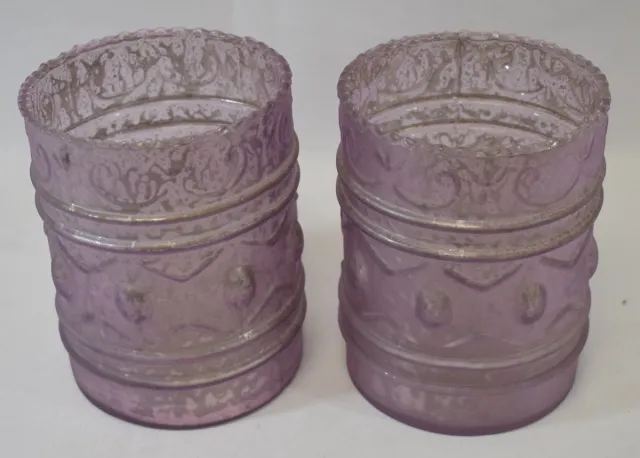 ZoeZo Design 2 stuks - waxinelichtjeshouder - glas - lila - paars - H 12 x Ø 9 cm
