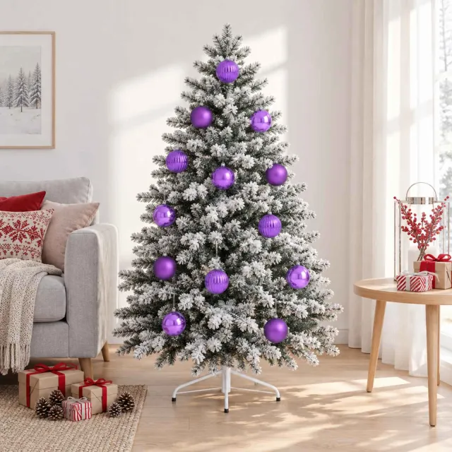 vidaXL Kerstbalset XL 15 st Lila Dia. 10 cm Kunststof