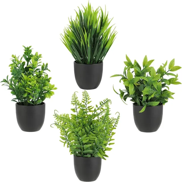 Flintry Kunstplanten Set van 4 met Pot - Realistische Namaak Planten - Onderhoudsvrij – kleurvast - Voor Badkamer, Huis, Bureau en Binnendecoratie Zwart & Groen