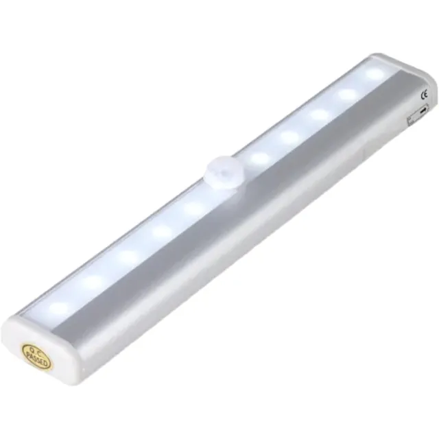 Vyzio LED Bewegingsmelder Nachtlampje - Op Batterijen - 10 LED's 350 Lumen - Draadloos - Voor Kast Trap Gang - LUMICOM Wit