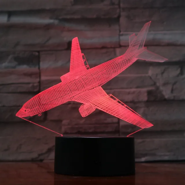 MC Living 3D Led Lamp Met Gravering - RGB 7 Kleuren - Vliegtuig