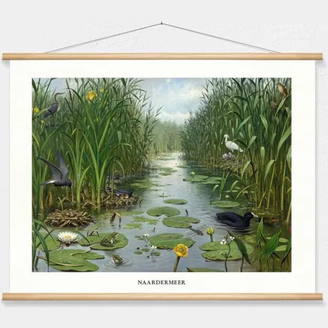 wallchart unlimited Schoolplaat 'Naardermeer' van M.A. Koekkoek wit