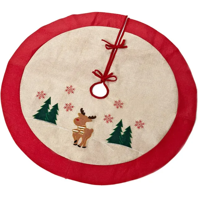 Heitmann Ronde kerstboomrok - Kerstboomkleed - Boomdeken - Rendier - 90 x 90 cm Rood