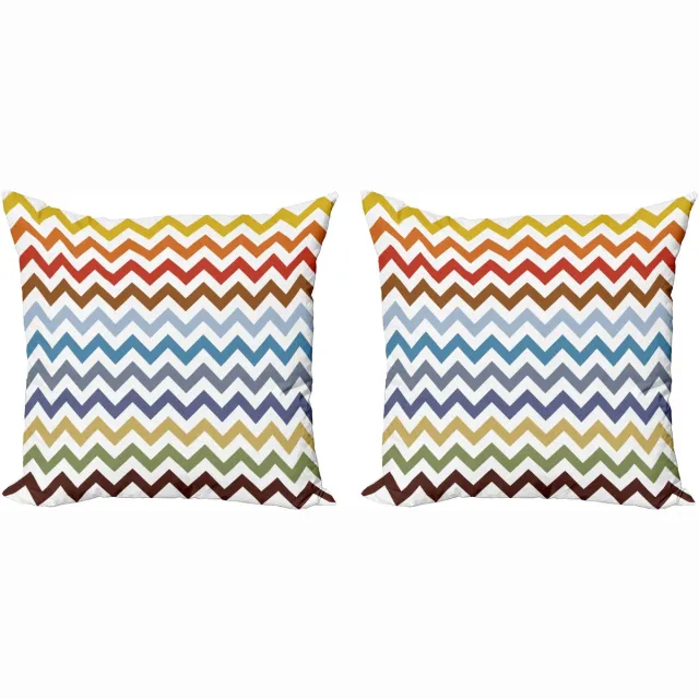 ABAKUHAUS Kleurrijk Sierkussenhoes Set van 2, Ostern Chevron Zigzag, Modern Accent Dubbelzijdige Digitale Print, 45x45, Meerkleurig