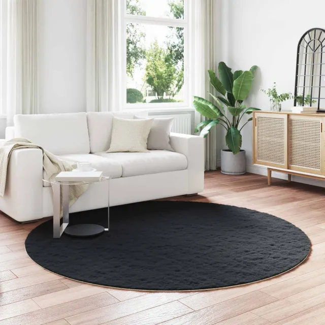 vidaXL Antislip vloerkleed van imitatie konijnenbont OLITE Zwart, foto 2