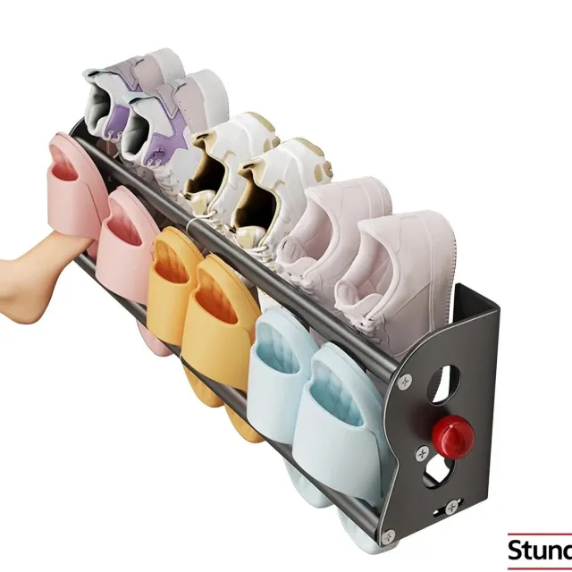 Stunq Wand Schoenenrek – Uitschuifbaar, Dubbellaags, Zonder Boren, 40-73 cm Zwart
