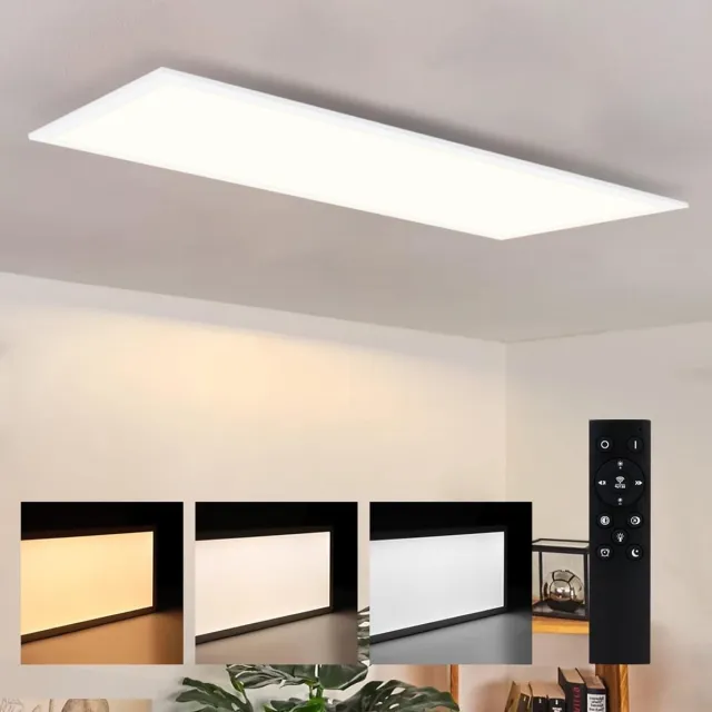 NETTLIFE Plafondlamp LED, LED paneel ultraplat,48W, Dimbaar met Afstandsbediening - 3000K-6500K Instelbare Kleurtemperatuur , Wit , 120x30x4.5 cm (LxBxH)